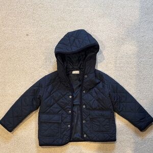 Mango Kids Quilted Hooded Jacket - Navy